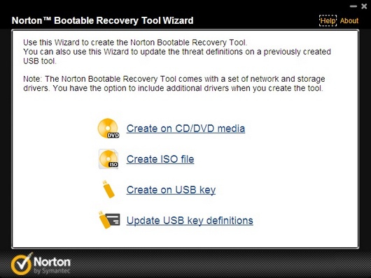 Norton Bootable Recovery Tool Wizard 